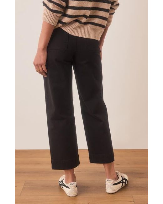 Marine Layer Black Bridget Cotton High Waist Wide Leg Crop Pants