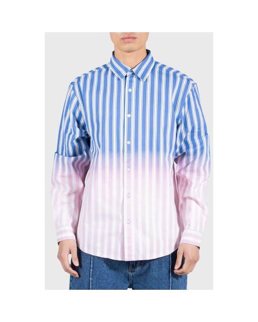 Pleasures Blue Fade Stripe Ombré Button-Up Shirt for men