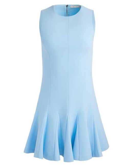 Alice + Olivia Blue Isa Seamed Fit & Flare Minidress