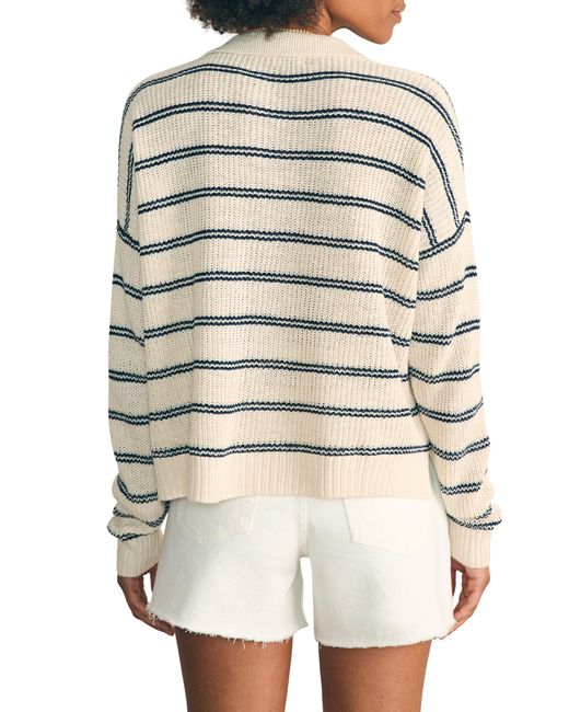 Faherty Brand White Miramar Linen & Organic Cotton Polo Sweater