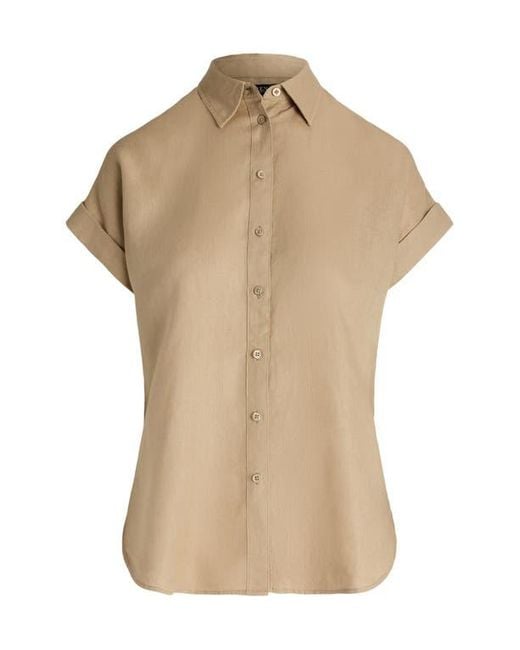 Ralph Lauren Black Short Sleeve Linen Button-Up Shirt