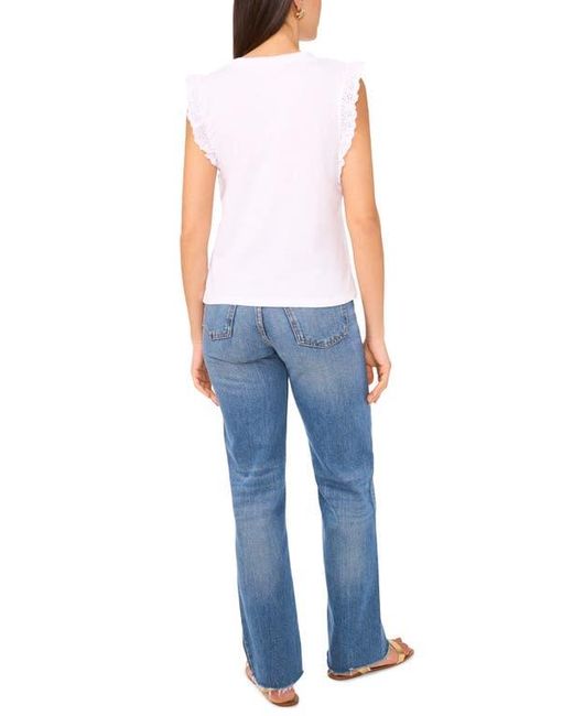 Two By Vince Camuto Blue Ruffle Eyelet Tank Top