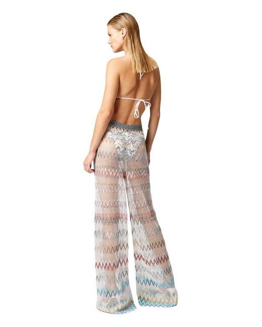 Missoni White Zig Zag Mesh Cover-Up Trousers With Sequins