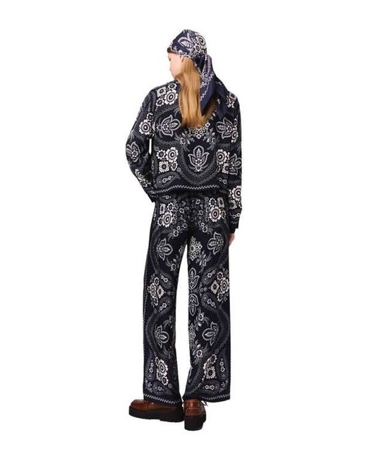 Maje Blue Flowing Bandana Print Pants