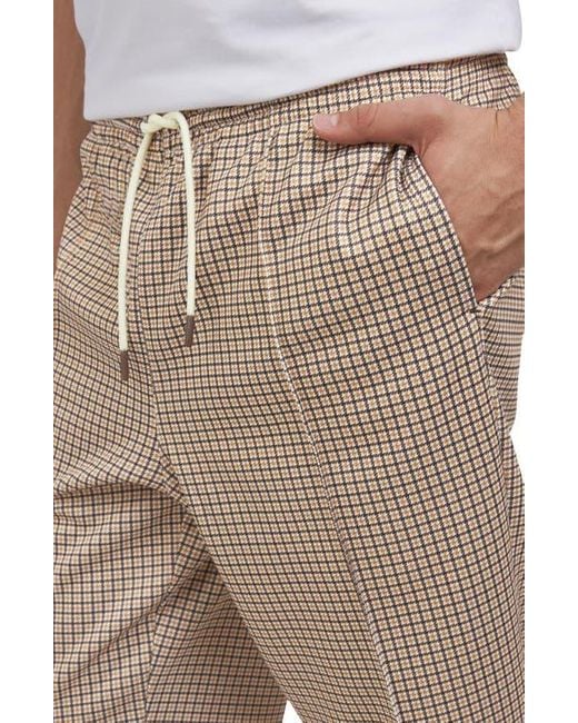 Ben Sherman Natural Houndstooth Drawstring Track Pants for men