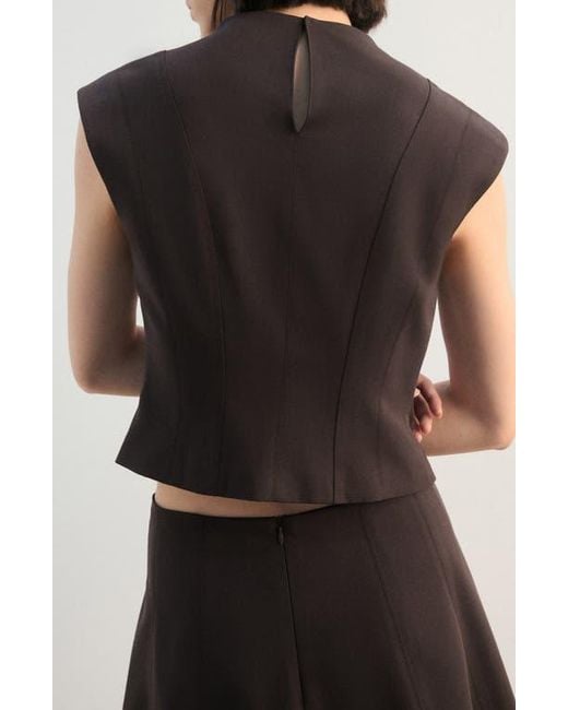 Mango Black Fitted Cap Sleeve Top