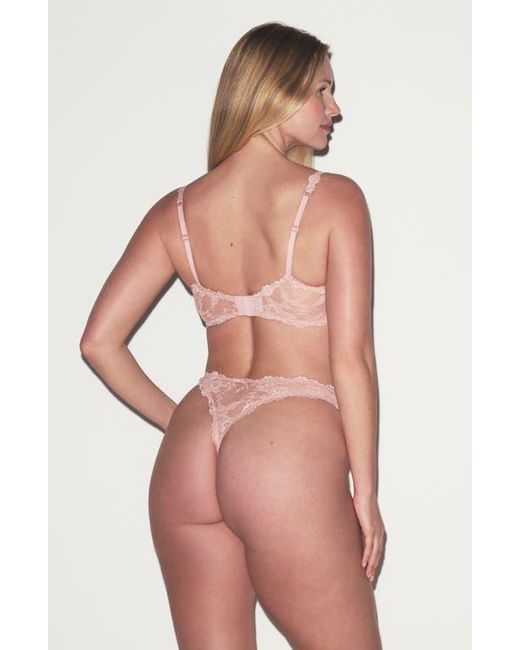 Skims Pink Stretch Lace Dipped Thong
