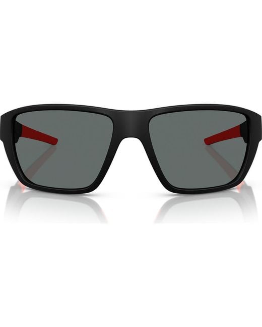 Scuderia Ferrari Black 61Mm Polarized Rectangular Sunglasses for men