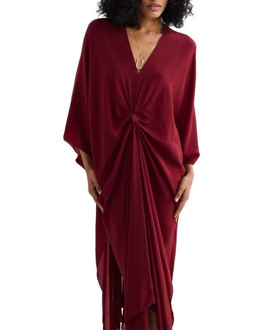 REISTOR Red Front Twist Kaftan Dress