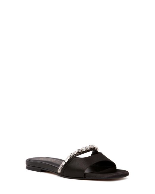 Beautiisoles Black Genna Crystal Slide Sandal