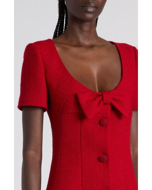 Valentino Red Bow Detail Tweed Minidress