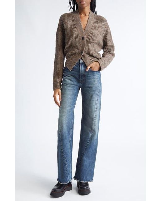 R13 Black Split Hem Wool Blend Cardigan