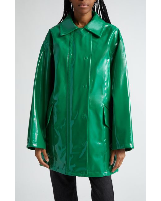 Stand Studio Green Maxxy Faux Patent Leather Raincoat