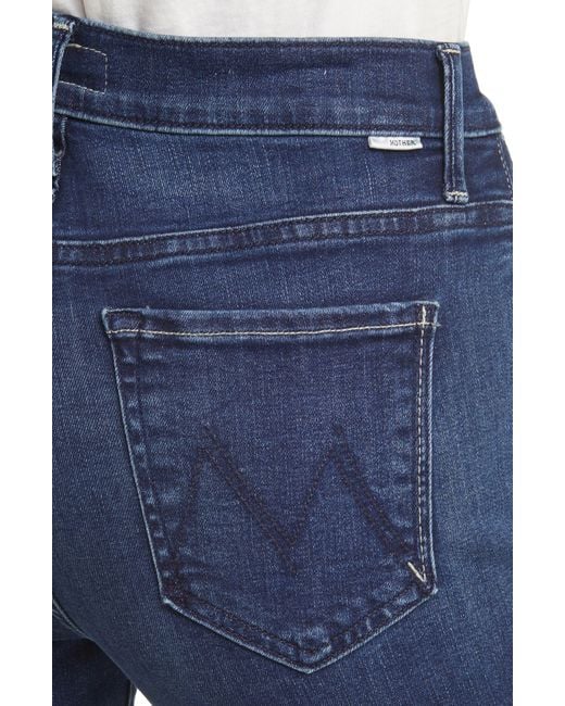 Mother Blue Fray Hem Bootcut Jeans