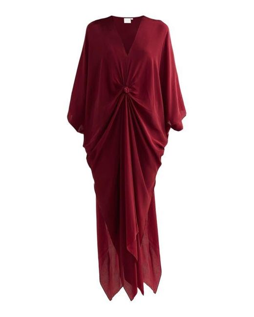 REISTOR Red Front Twist Kaftan Dress