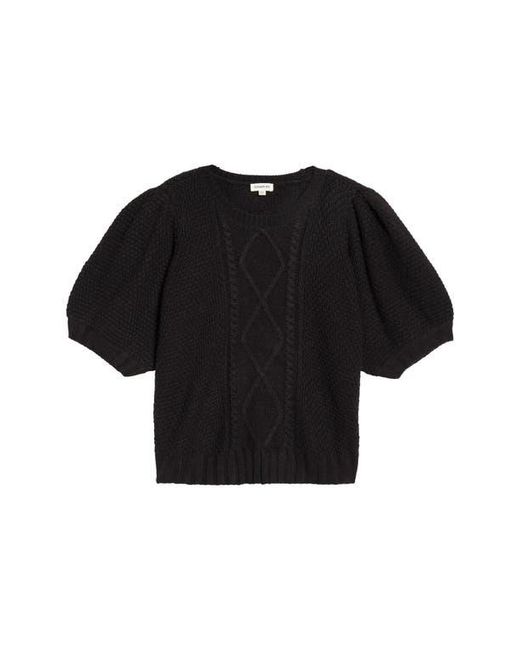Sugarlips Black Puff Sleeve Cable Stitch Sweater