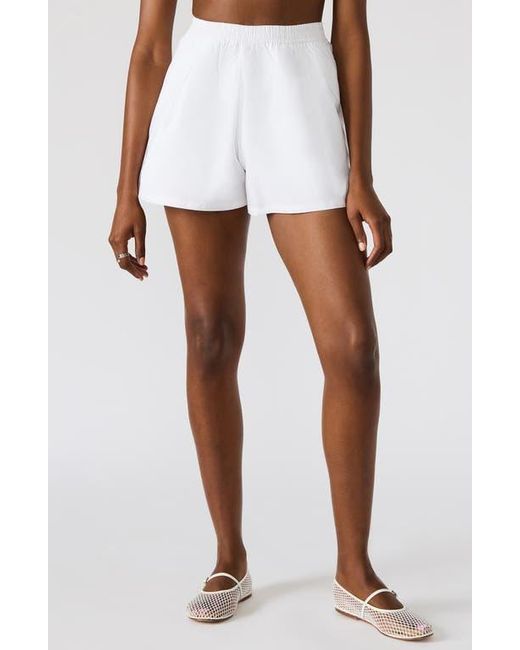 Steve Madden White Malena Easy Pull-On Cotton Blend Shorts