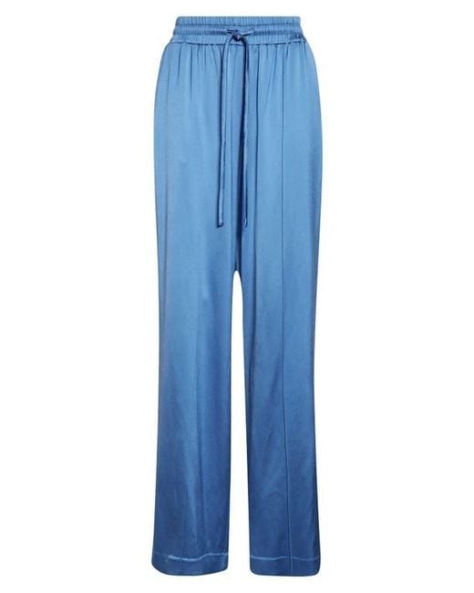 Cinq À Sept Blue Damoni Wide Leg Satin Pants