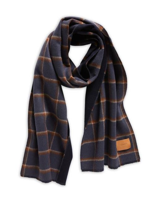 Vince Double Face Windowpane Check Wool & Cashmere Scarf in Black
