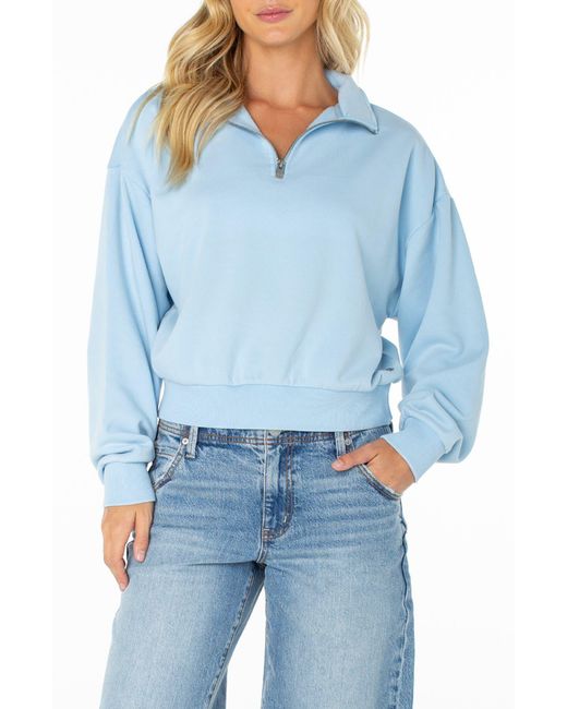 Roxy Blue Half Moon Cotton Blend Quarter Zip Pullover