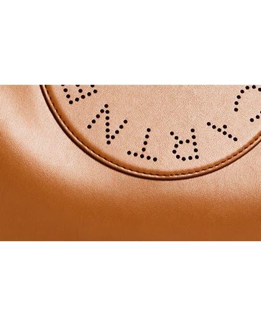 Stella McCartney Brown Biker Perforated Logo Faux Leather Tote