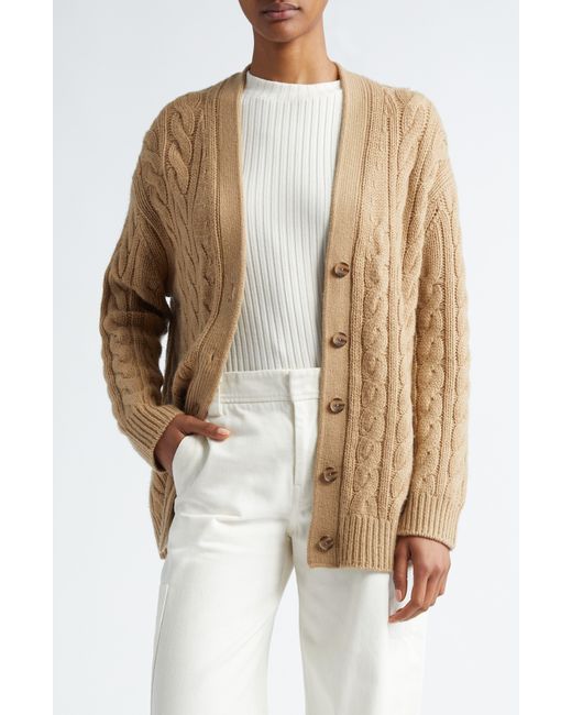 Vince Natural Oversize Wool & Cashmere Cable Cardigan