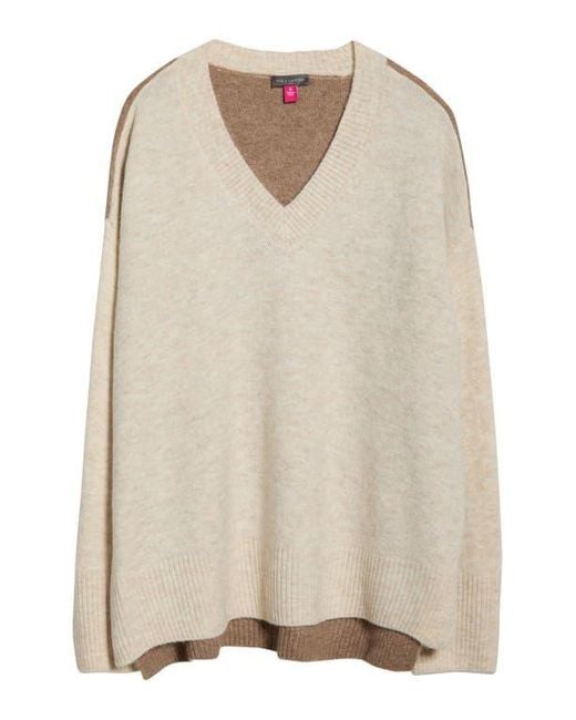 Vince Camuto Natural Colorblock V-Neck Sweater