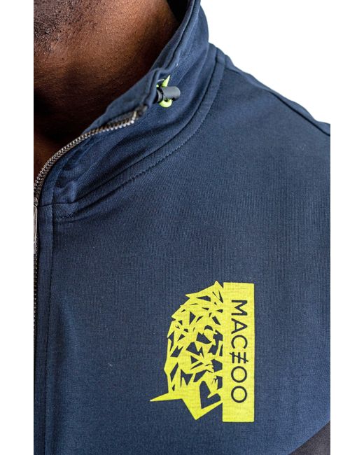 Maceoo Blue Fairway Colorblock Zip-up Golf Vest for men