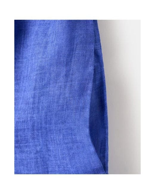 Mango Blue Ramie Drawstring Pants