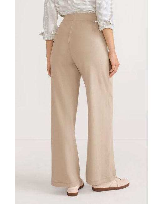 Lands' End Natural Knit High Rise Pleated Wide Leg Pants