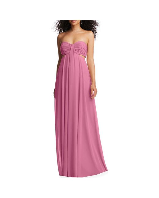dessy pink dress Alfred Sung Women's One-Shoulder Metallic Floral Jacquard Trumpet Gown - Pink