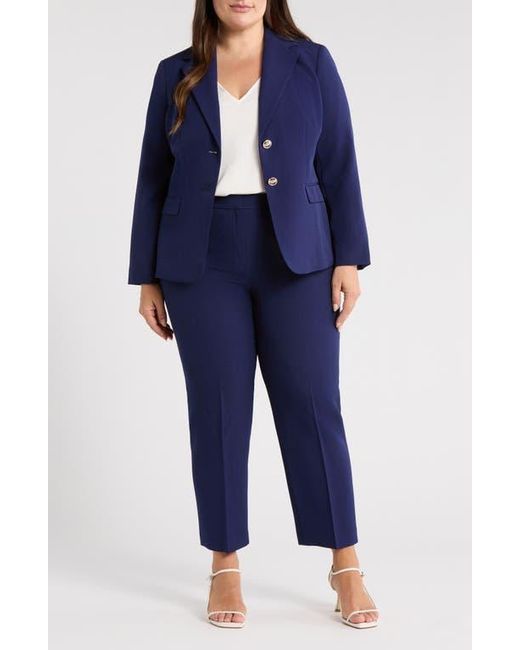 Kasper Blue Stretch Crepe Two-Button Blazer
