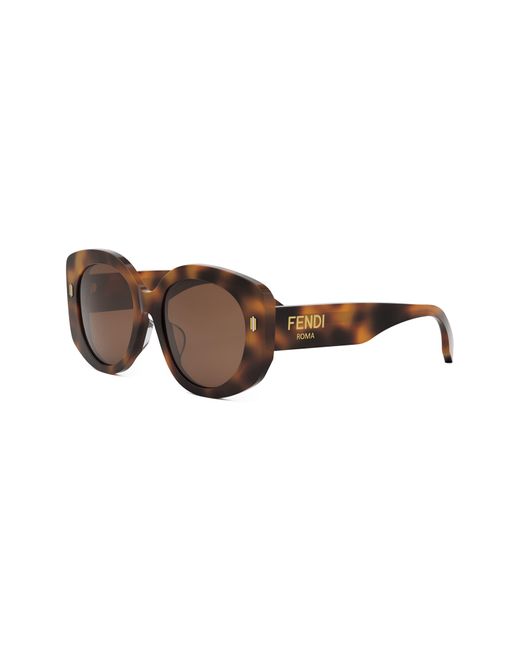 Fendi Brown Roma 62mm Overize Round Sunglasses