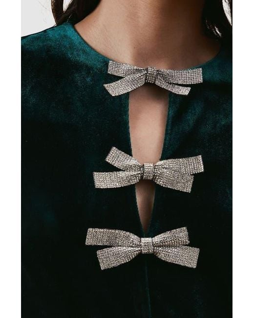 Oasis Black Occasion Velvet Bow Midaxi Dress