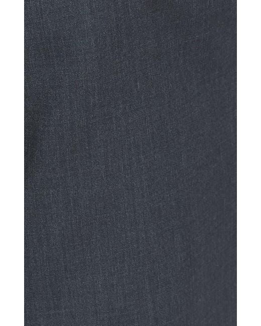 Berle Blue Self Sizer Waist Pleated Lightweight Plain Weave Classic Fit Trousers for men