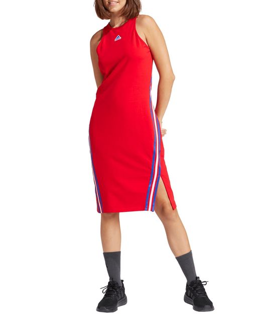 Adidas Red Future Icons 3-stripes Sleeveless Dress