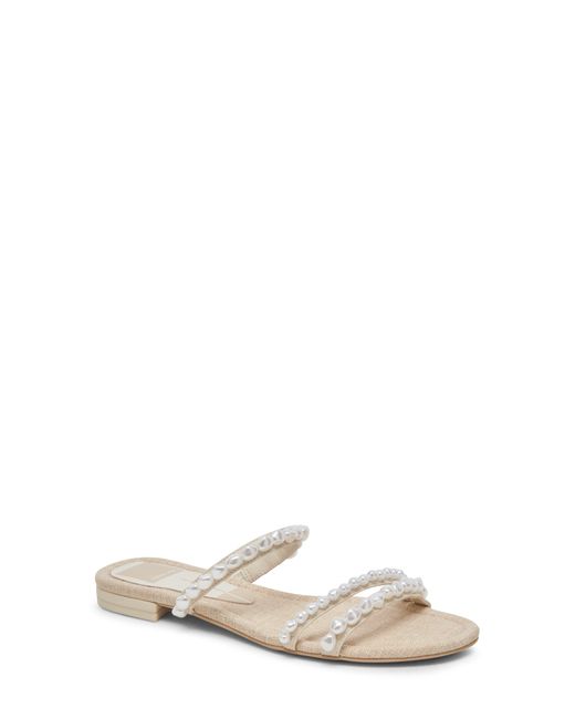 Dolce Vita White Tinker Imitation Pearl Slide Sandal