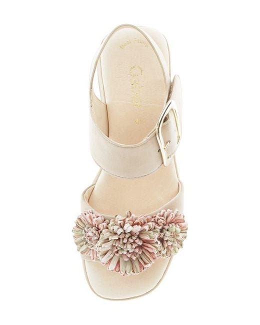 Gabor Natural Raffia Appliqué Platform Sandal