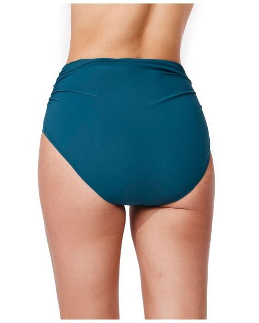 Gottex Blue Tutti Frutti Shirred High Waist Swim Bottom