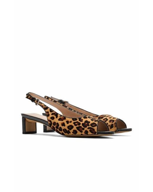 MARC NOLAN Brown Carmen Slingback Peep Toe Heels