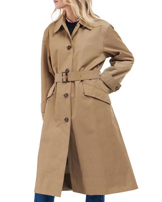 Barbour Natural Opal Water Resistant Belted Trench Coat