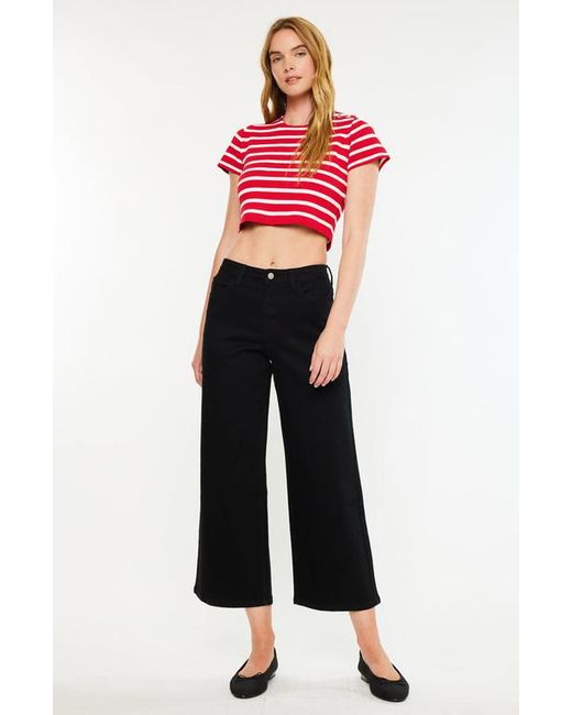 Kancan Black Shea High Rise Cropped Wide Leg Jeans