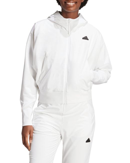 Adidas White Z. N.e. Zip-up Hoodie