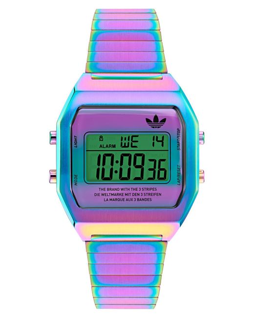 Adidas Multicolor Ao Street Iridescent Digital Silicone Strap Watch for men