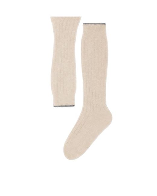 Brunello Cucinelli White Rib Knit Socks for men