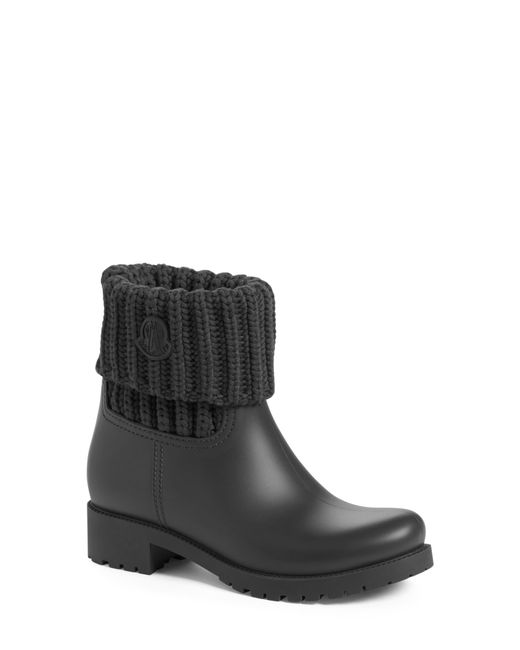 ginette knit cuff leather rain boot