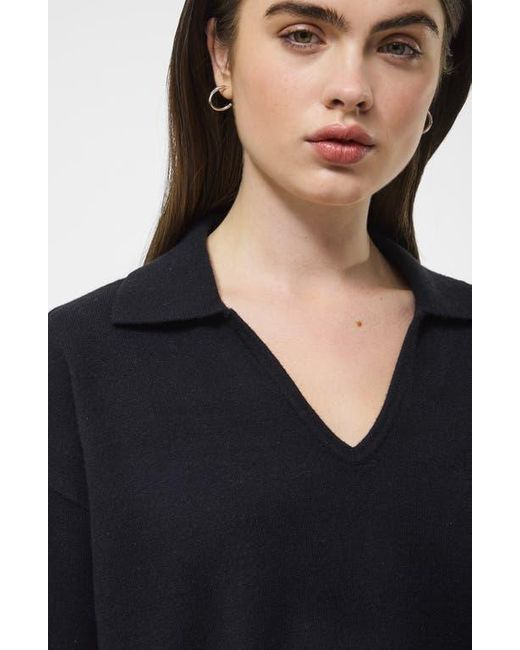 French Connection Black Sloane Johnny Collar Pullover