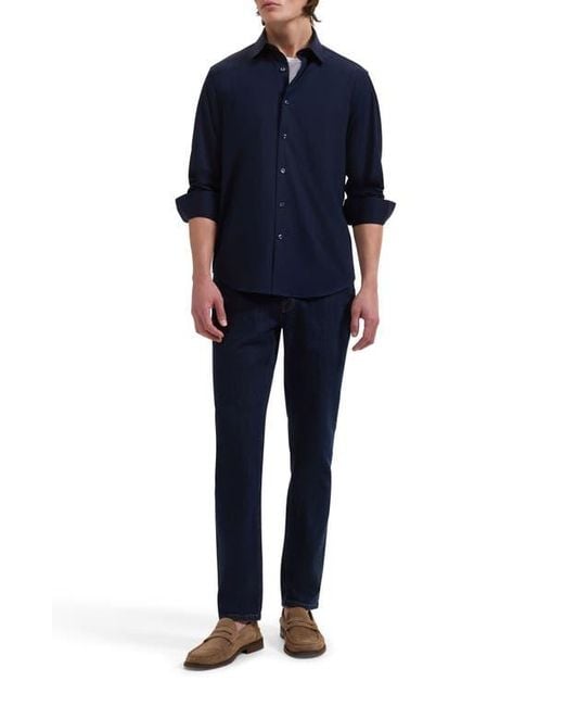 Bugatchi Blue Ooohcotton Solid Button-Up Shirt for men