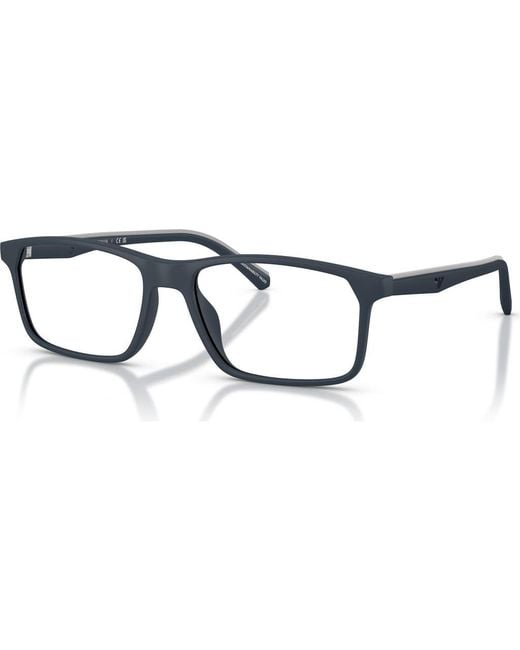 Emporio Armani Blue 56Mm Rectangle Optical Glasses for men