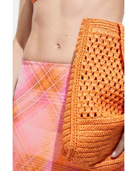 Mango Pink Plaid Maxi Skirt